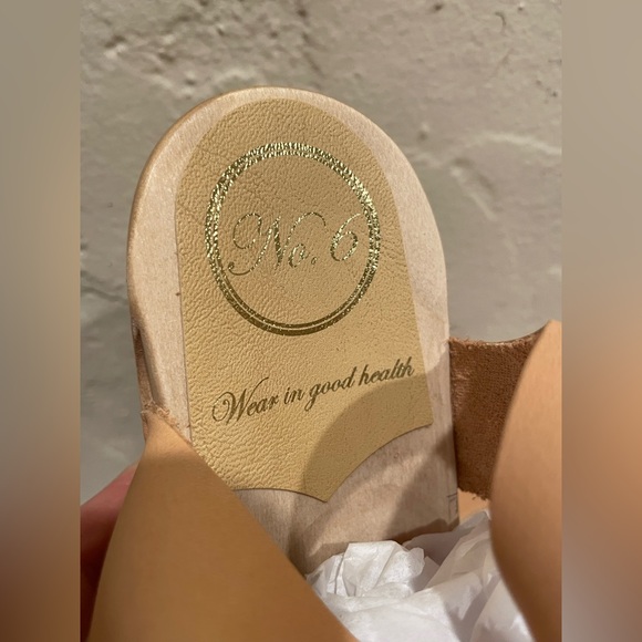 No.6 Two Strap Leather Wood Tan Platform Clog - Picture 9 of 14